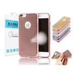 Weave Shockproof Silicone TPU Bumper Soft Case iPhone 6/6S RoseGold + Free Glass