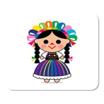 Colorful Cartoon Cute of Mexican Doll Character Dress Child Home School Game Player Computer Worker MouseMat Mouse Padch