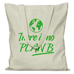 Purple Print House Womens There is No Plan B Tote Bag - Save The Planet Shopping Gifts For Her - Bag For Life Planet Earth, One Size, Natural