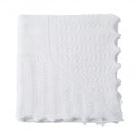 The Wool Company Receiving Blanket in Wool and Cotton Blend - Super-Soft Warm and Lightweight Baby Shawl - Off-White Colour - Made in England