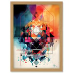 Abstract Geometric Spectral Prism Kaleidoscope Colour Light Shapes Modern Watercolour Illustration Artwork Framed Wall Art Print A4