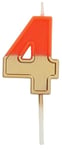 Folat 24214 Numéro Retro Chiffre 4 Orange-5 cm-Bougies décoration de D'anniversaire, Happy Birthday, Anniversaires, Gâteau de Mariage