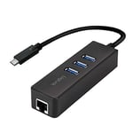 Logilink USB 3.0 to Gigabit Network Adapters (RJ45) and 3 x USB 3.0 Hub black Black