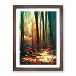 Painted Forest No.3 Abstract Framed Print for Living Room Bedroom Home Office Décor, Wall Art Picture Ready to Hang, Walnut A4 Frame (34 x 25 cm)
