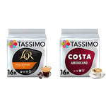Tassimo L'OR Espresso Delizioso Coffee Pods x16 (Pack of 5, Total 80 Drinks) & Costa Americano Coffee Pods x16 (Pack of 5, Total 80 Drinks)