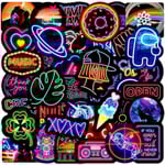 100 st Neon-stil vattenflaska klistermärken Laptop Vinyl Söt vattentät tangentbord dekaler Scrapbook klistermärken Dator Hydroflask klistermärken
