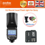 UK Godox V1S TTL HSS 1/8000s Round Head Proket Flash+ X2T-S Trigger  for Sony