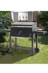 Outdoor Barrel Charcoal BBQ with Side Table Patio