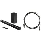 Soundbar with Subwoofer, 2.1 Ch Sound Bar & Tec-Digi Digital Optical Audio Cable Toslink Cable - 1M - Black