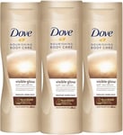 3 Pack Dove Visible Glow Self Tan Lotion Medium to Dark for Gradual Skin Tone, 4