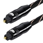 Optical Cable Digital Toslink Audio Cable SPDIF Fibre Nylon Braided Line for Speaker, Smart TV, Amplifier, Xbox One, PS4, Play Station, Soundbar, Home Theatre, Blu-Ray (1M)
