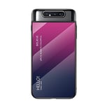 MyEstore Mobile Phone Case Great For Galaxy A80 Gradient Color Glass Case(White) (Color : Magenta)