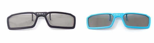 2 Pairs of Clip On 3D Glasses Blue Black Polorised For Use with LG Tvs Cinema UK