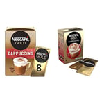 Nescafé Gold Cappuccino Instant Coffee, 8 x 15.5g, 8 Count (Pack of 1) & Gold Cappuccino Unsweetened Taste Coffee, Pack of 8