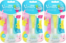 Gillette Venus Tropical 3 Disposable Razors l Women's Shaving l Skin Care X 3