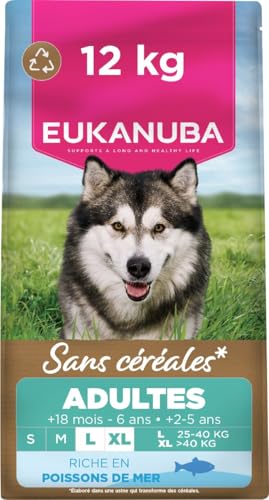Croquettes Chiot Eukanuba Sans Céréales - Poisson De Mer, Pour Petites Et Moyennes Races 1-12 Mois, Sac 3 Kg