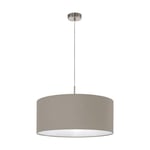 Pendant Light Colour Satin Nickel Steel Shade Taupe Fabric Bulb E27 1x60W