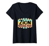 Womens Classic Zion National Park Retro US National Parks Nostalgic V-Neck T-Shirt