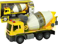 Leantoys Import Concrete Mixer Yellow Rotating Pear Sound Lights 1:16