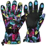 CityComfort Gants de Ski Femme, Gant Chaud Imperméable Écran Tactile pour Adulte, Gants Thermiques Doublés Hiver Neige Ski Snowboard Taille L/XL (Multi)