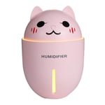 CJJ-DZ Air Humidifier 320ML Ultrasonic Cool-Mist Adorable Pet Mini Humidifier With LED Light Mini USB Fan For Home Car Office Air Purify,humidifiers for bedroom (Color : Pink)