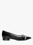 Dune Hepburn Vinyl Panel Patent Pointed Toe Court Shoes, Black