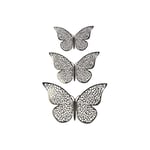 12st 3D Fjärilar i Metall, Väggdekoration - Silvernät