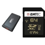 Emtec - Pack création : Disque SSD Externe X210 Elite 1To + Carte SDXC UHS-II U3 V90 SpeedIN Pro+ 64 Go - Pack De 2