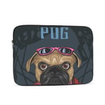 Laptop Case,10-17 Inch Laptop Sleeve Carrying Case Polyester Sleeve for Acer/Asus/Dell/Lenovo/MacBook Pro/HP/Samsung/Sony/Toshiba,Pug Dog Wear Red Sweeter Sunglasses Headphone 12 inch