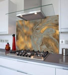 Grey Swirl Printed Kitchen Glass Splashback Toughened & Heat Resistant