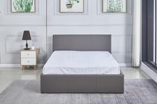 Ottoman Storage Leather Bed Side Lift Grey 3ft Single Bed Bonnell Spring high-density foam Mattress