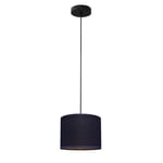 Abba Cylindrical Pendant Ceiling Light Dark Blue Gold Black 20cm