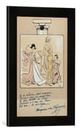 'Encadré Image de Sem "caricature of Coco Chanel (1883–1971) in a Bottle Of Chanel N ° 5, from' Le nouvel monde ', 1923, d'art dans le cadre de haute qualité Photos fait main, 30 x 40 cm, noir mat