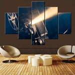 CSDECOR 5 Pieces Canvas Painting Print 200X100 Cm Pictures For Living Room Filmmaking Concept Scene Paintings Retro Film Projector Artwork 5 Panel Prints Wall Art On Canvas Bedroom House Decor