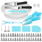 BoYun Cake Decorating Kits Supplies 52-in-1 Baking Accessories with Cake Turntable Stand, Cake Tips, Icing Smoother Spatula, Piping Pastry Bags and Decorating Pen Frosting Tools Set