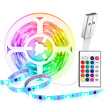 LED Strip Lights 16.4ft, HEERTTOGO LED Strip Lights 5m USB RGB with 24 Key IR Control,LED Lights Kit for TV Backlights, Bedroom, Kitchen, Room Decorations