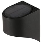 Clas Ohlson Solar Powered Outdoor Wall Light - Twilight Sensor, Black, 11.9cm High, 10.5cm Diameter, 60 Lumen, 3000K