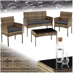 TecTake® Ensemble Salon de Jardin Exterieur en Résine tressée Canapé 2 Places 2 Fauteuil Salon et 1 Table de Jardin, Coussins Inclus, Mobilier de Jardin pour Amenagement Balcon Terrasse Veranda