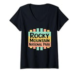 Womens Rocky Mountain Natl Park Retro US National Parks Nostalgic V-Neck T-Shirt