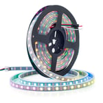 BTF-LIGHTING WS2812E ECO RGB Alloy Wires 5050SMD Individual Addressable 16.4FT 60Pixels/m 300Pixels Flexible Black PCB Full Color LED Pixel Strip Dream Color IP30 Non-Waterproof DIY Projects Only DC5V