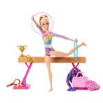 Barbie Coffret Gymnastique avec 1 Poupée Blonde, Pince en C, Poutre D’Équilibre, Combinaison D’Échauffement, Plus De 10 Accessoires, Jouet Enfant, A Partir De 3 Ans, HRG52