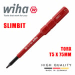 Wiha SlimBits Torx Screwdriver Bit T5 Head 1000v VDE Electrician 75mm 43140