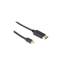 MiniDP til Displayport kabel 2m (sort) 4K60Hz, 3D Video, PVC