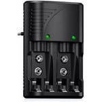 Universell SR AA/AAA/9V Batteriladdare, 6802 Snabbladdare