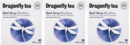 (3 PACK) - Dragonfly Tea - Earl Grey Rooibos Tea | 40 Bag | 3 PACK BUNDLE