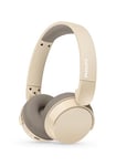 PHILIPS TAH3209BG Lightweight On Ear Wireless Bluetooth Headphones with Passive Noise Isolation - 25 Hours Play Time, Natural Sound, Clear Calls, Dynamic Bass, 2 Hours USB-C Charging - Beige