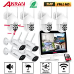 ANRAN CCTV Camera Home Security System Wireless WiFi 2K Outdoor 2Way Audio 12"1T