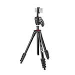 JOBY Compact Action Kit, Camera/Smartphone Tripod with Ball Head, Universal ¼-20” Quick Release Mount, Smartphone Holder, Carrying Bag for CSC, DSLR, Mirrorless Camera, Colour: Black, 1.5kg Capacity