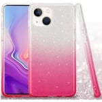 iPhone 15 PLUS Skal Glitter Rosa/Silver