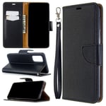 Kihying Leather Phone Case for Samsung Galaxy A51 Case Cover Flip Wallet Stand Slots, BHF07-(Black)
